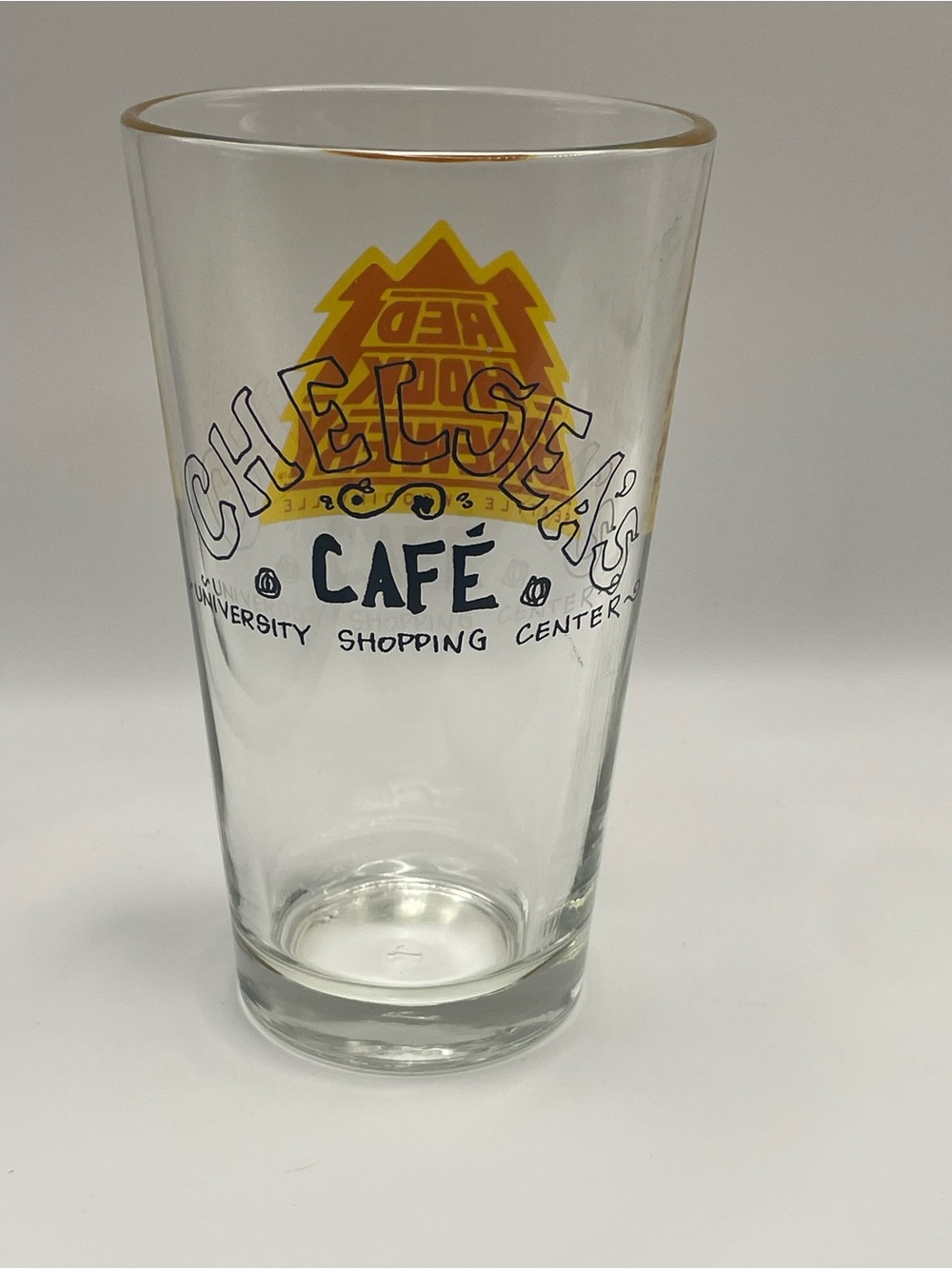 Chelsea's Cafe University Shopping Center Pint Beer Glass Red Hook Brewery Logo